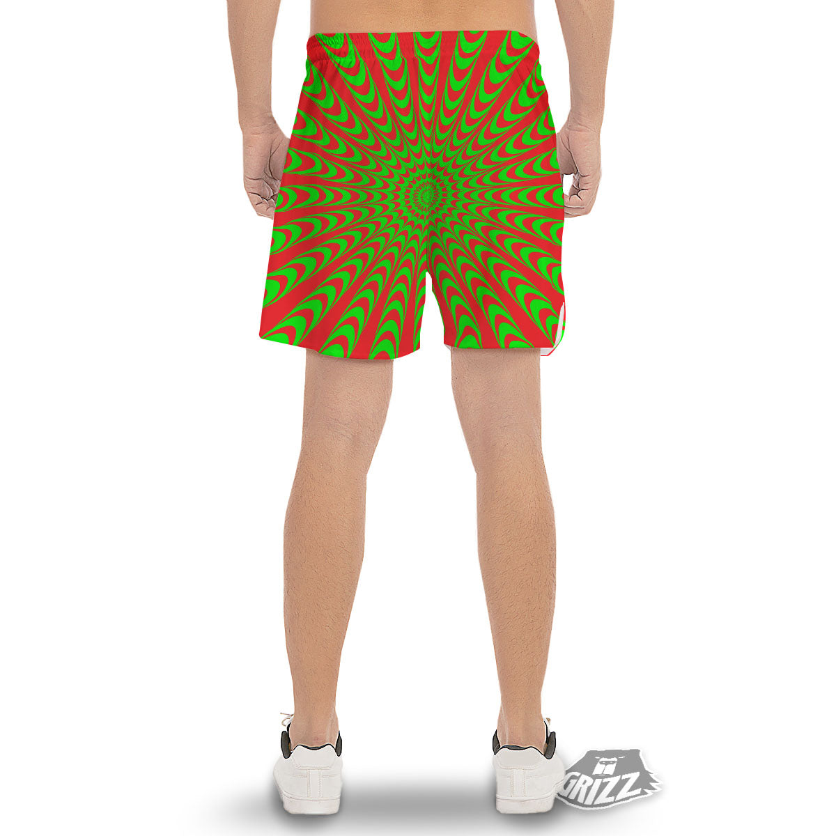 Moving Optical Illusion Green Red Wave Men's Gym Shorts-grizzshop
