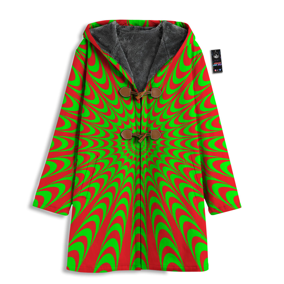 Moving Optical Illusion Green Red Wave Men's Windbreaker Jacket-grizzshop