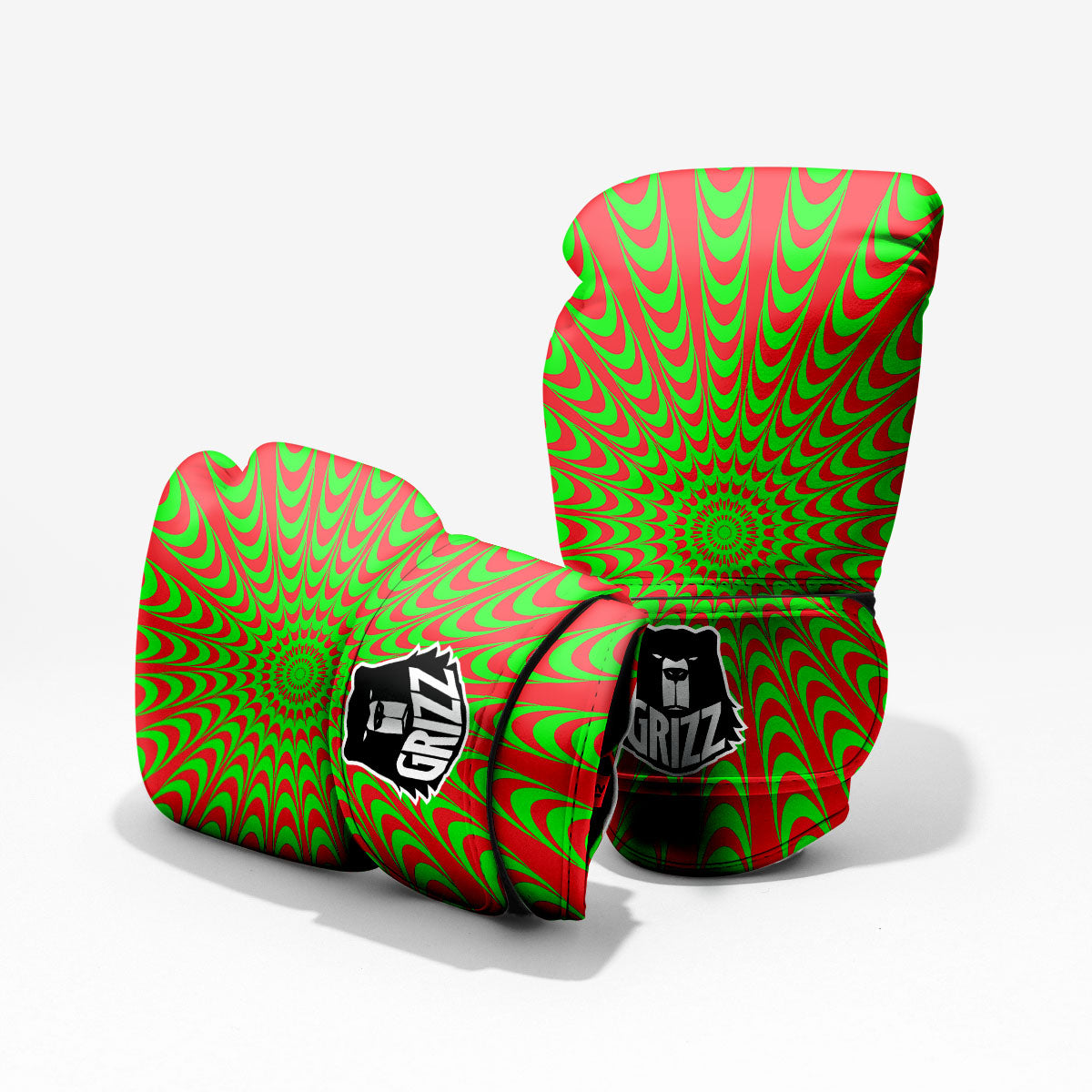 Moving Optical Illusion Green Red Wave Pro Boxing Glove