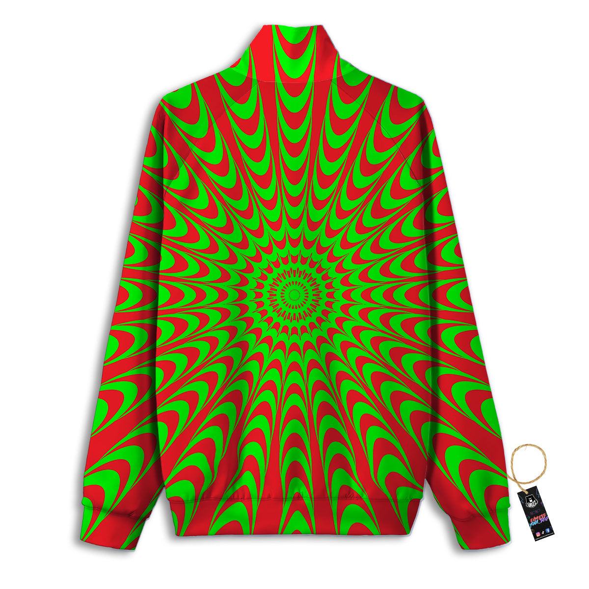 Moving Optical Illusion Green Red Wave Track Jacket-grizzshop