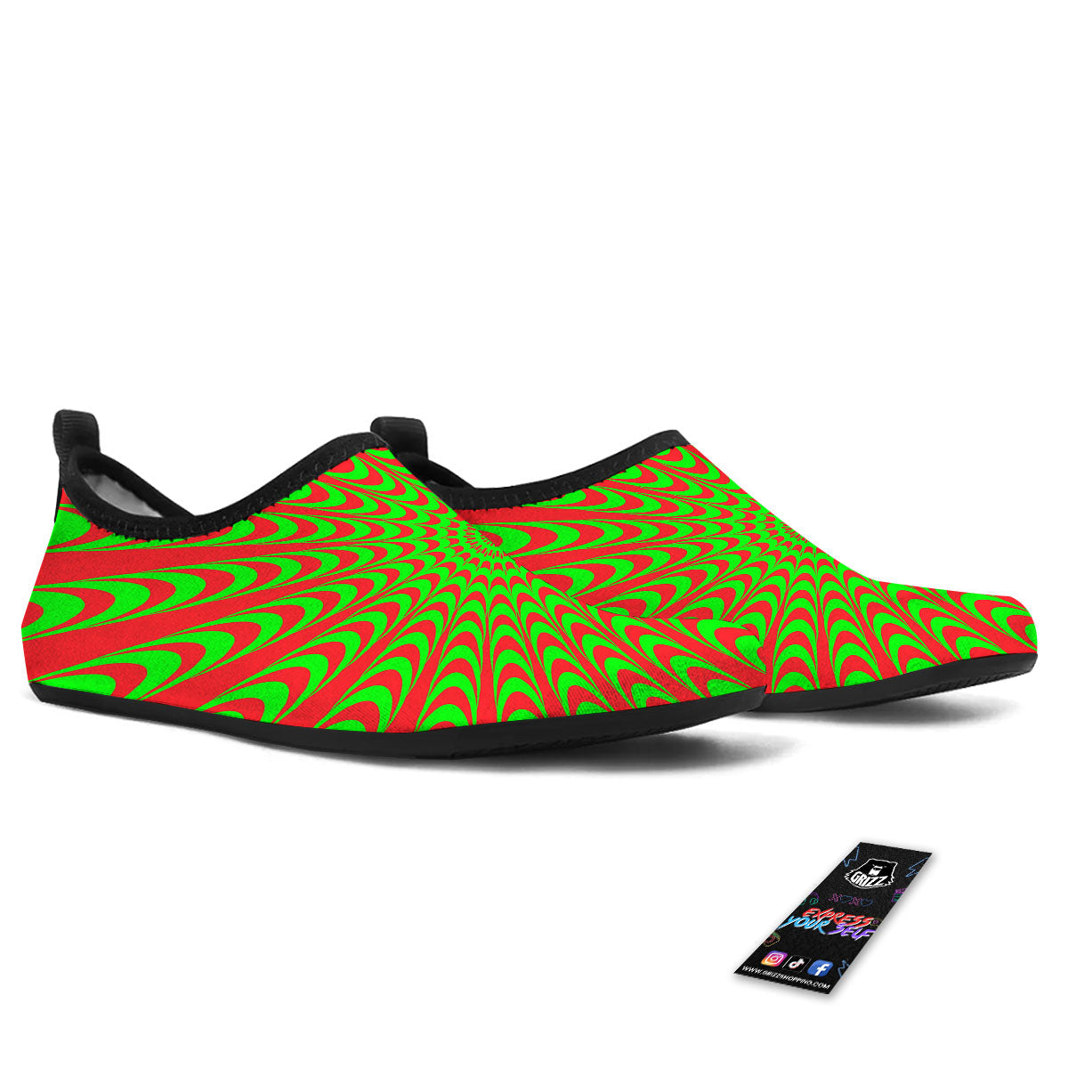Moving Optical Illusion Green Red Wave Water Shoes-grizzshop