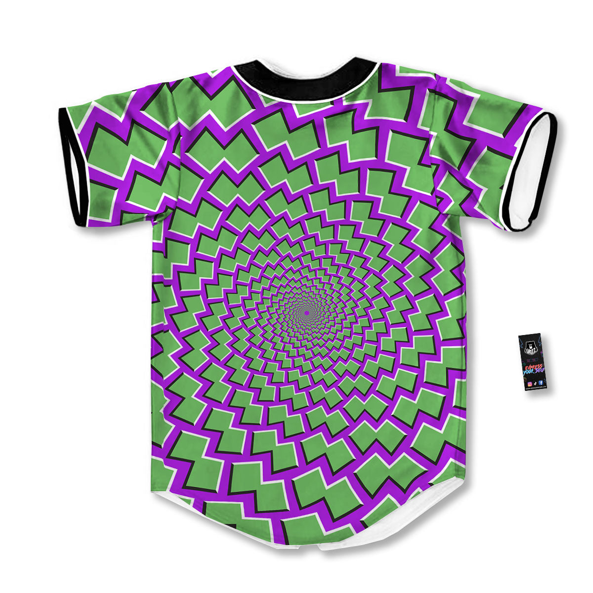 Moving Optical Illusion Green Shapes Baseball Jersey-grizzshop