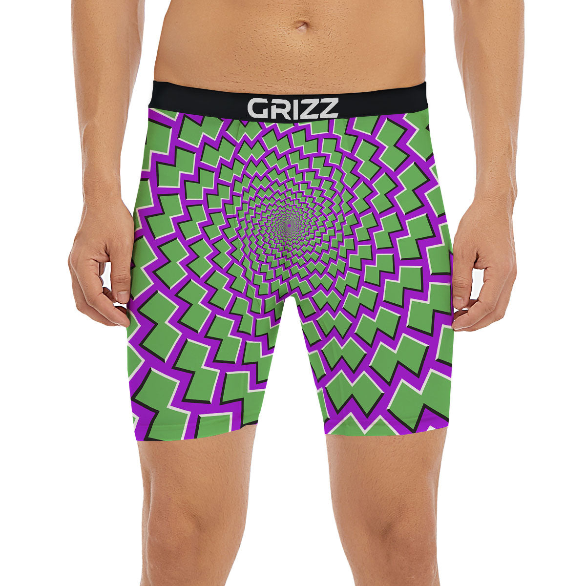Moving Optical Illusion Green Shapes Boxer Briefs-grizzshop