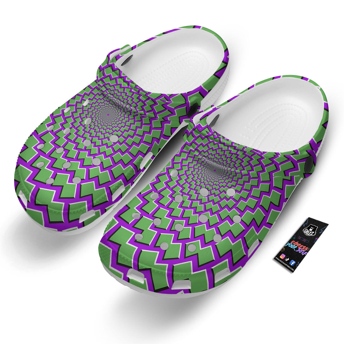 Moving Optical Illusion Green Shapes Clog-grizzshop