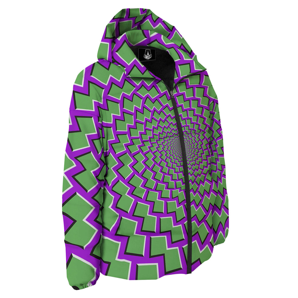 Moving Optical Illusion Green Shapes Down Jacket-grizzshop
