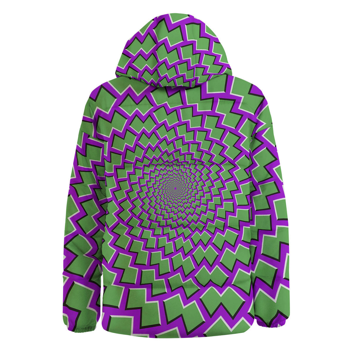 Moving Optical Illusion Green Shapes Down Jacket-grizzshop