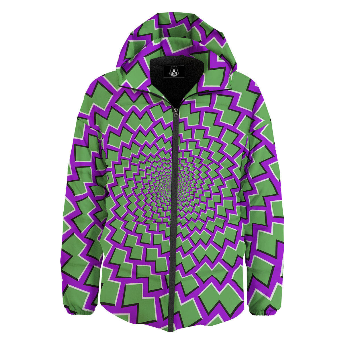 Moving Optical Illusion Green Shapes Down Jacket-grizzshop