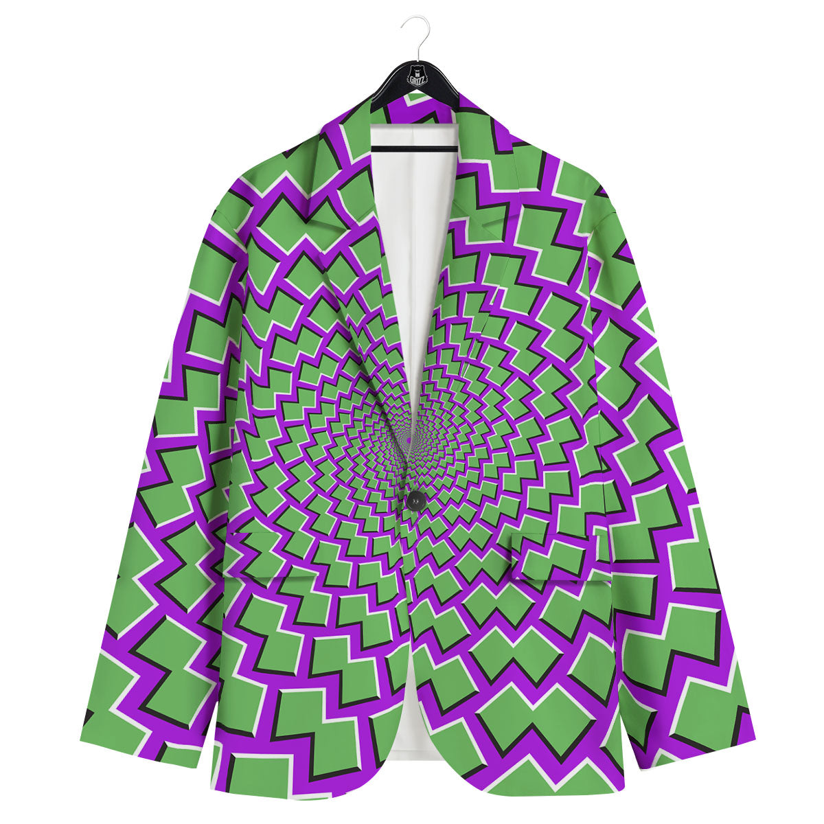 Moving Optical Illusion Green Shapes Men's Sport Coat-grizzshop