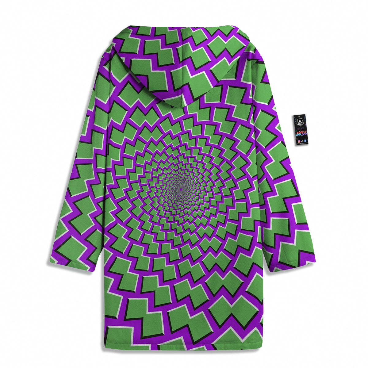 Moving Optical Illusion Green Shapes Men's Windbreaker Jacket-grizzshop