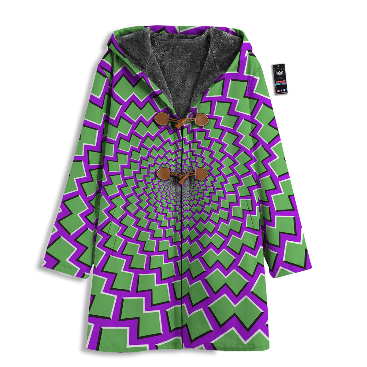 Moving Optical Illusion Green Shapes Men's Windbreaker Jacket-grizzshop