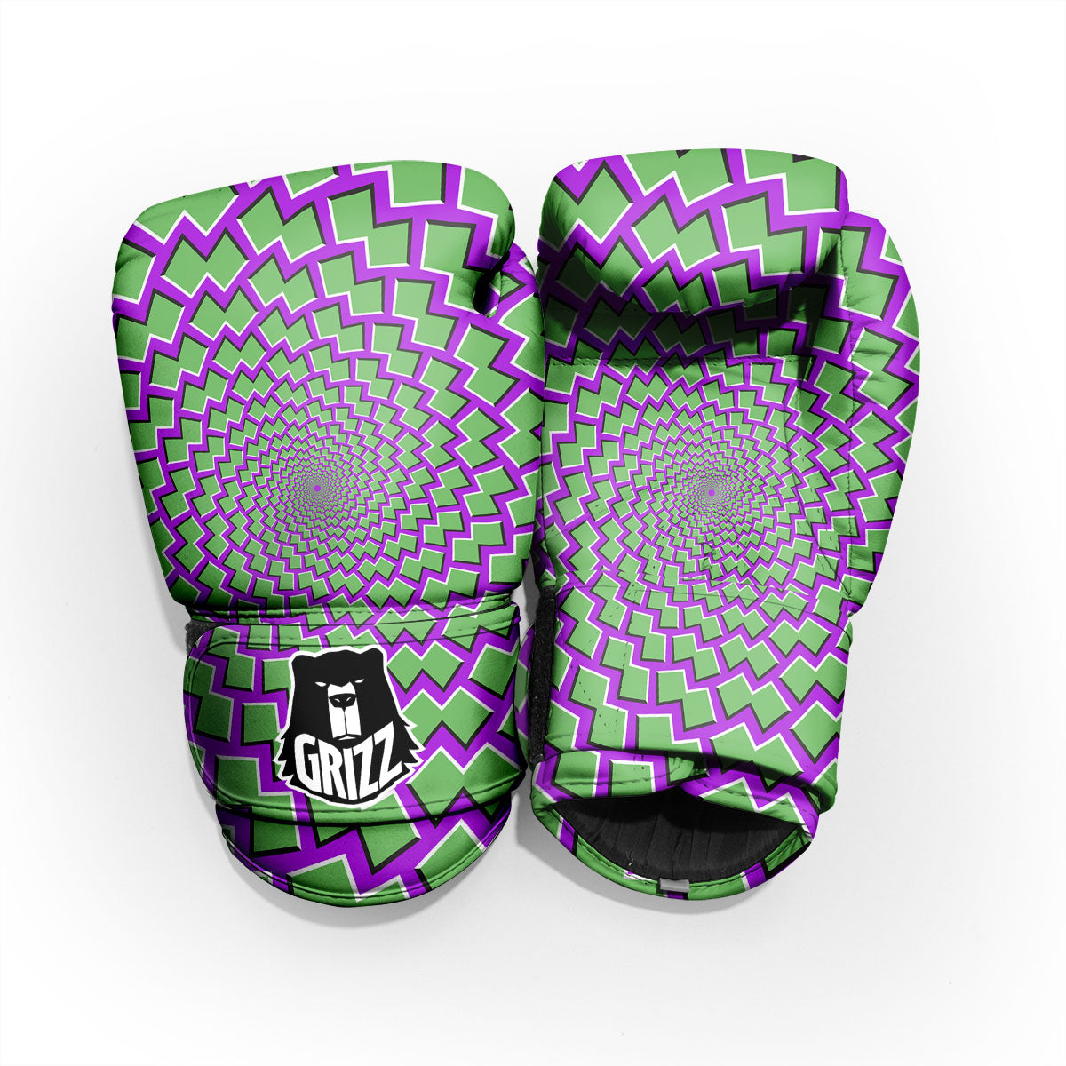 Moving Optical Illusion Green Shapes Pro Boxing Glove