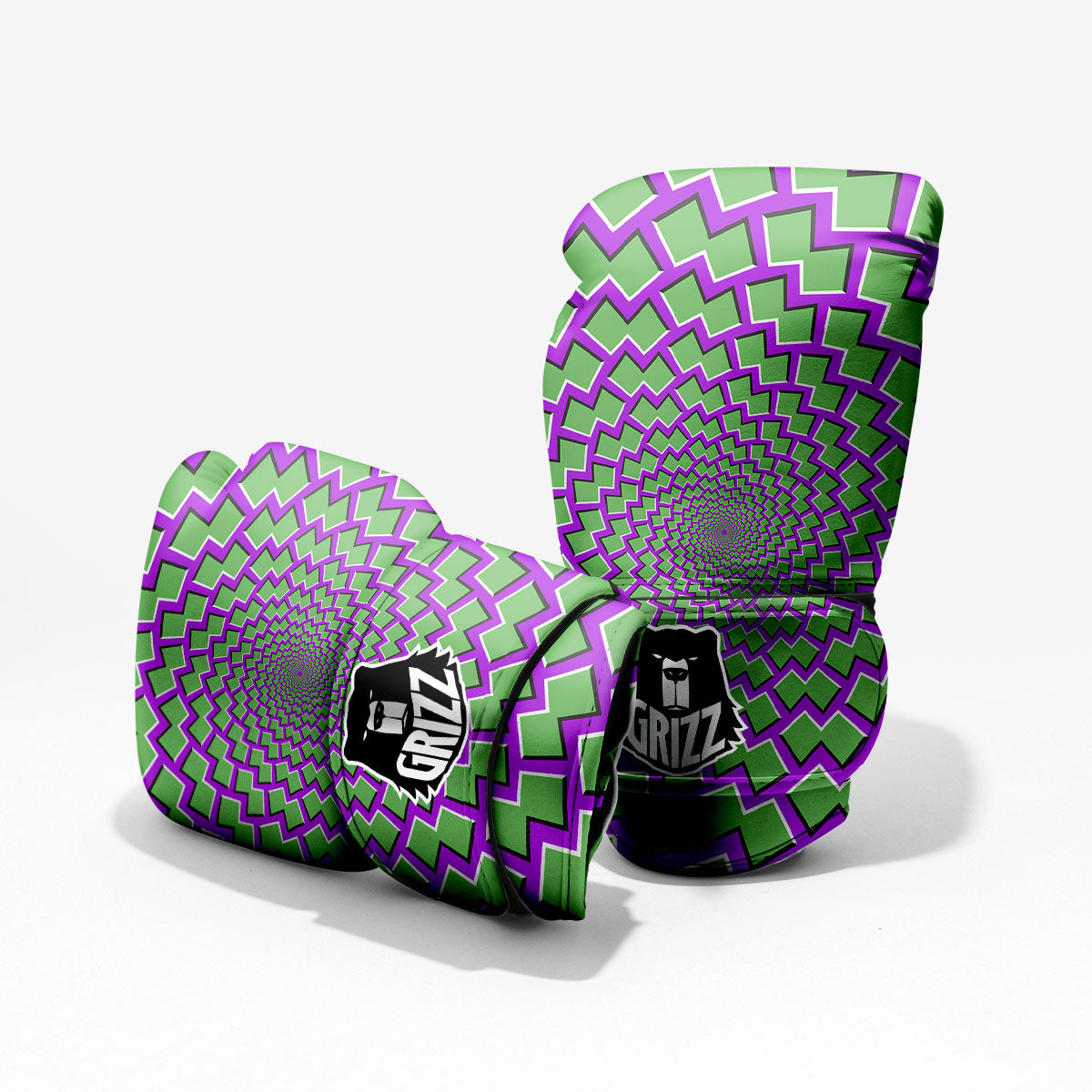 Moving Optical Illusion Green Shapes Pro Boxing Glove
