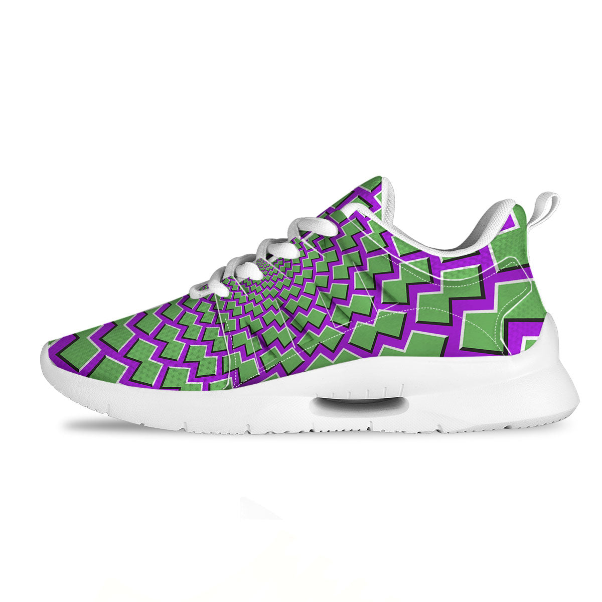 Moving Optical Illusion Green Shapes Tennis Shoes-grizzshop