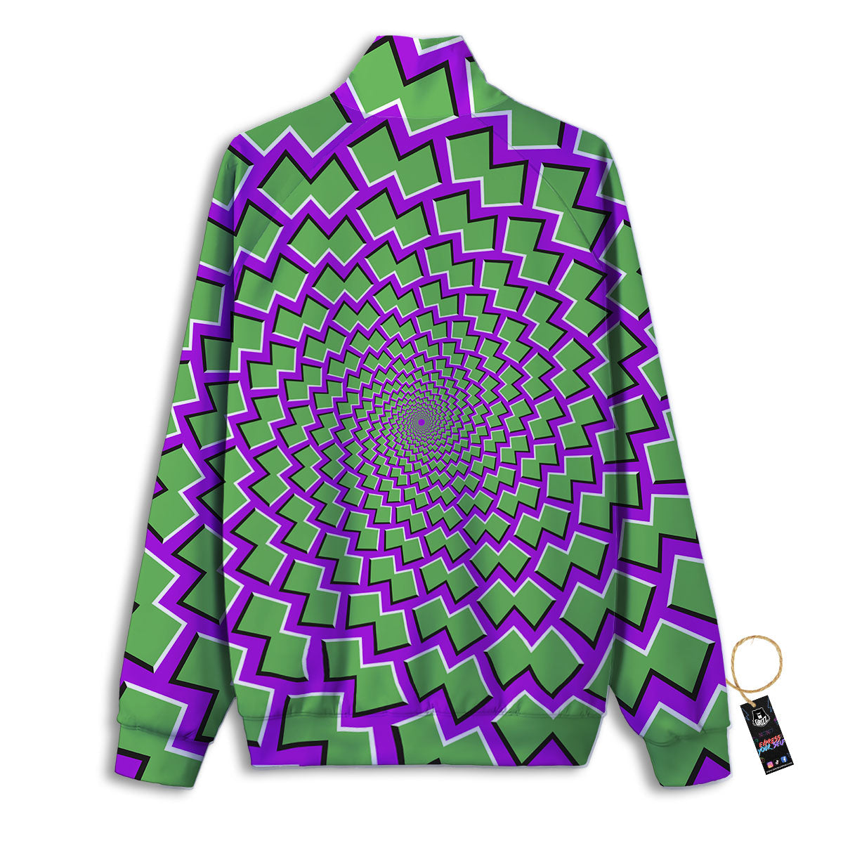 Moving Optical Illusion Green Shapes Track Jacket-grizzshop