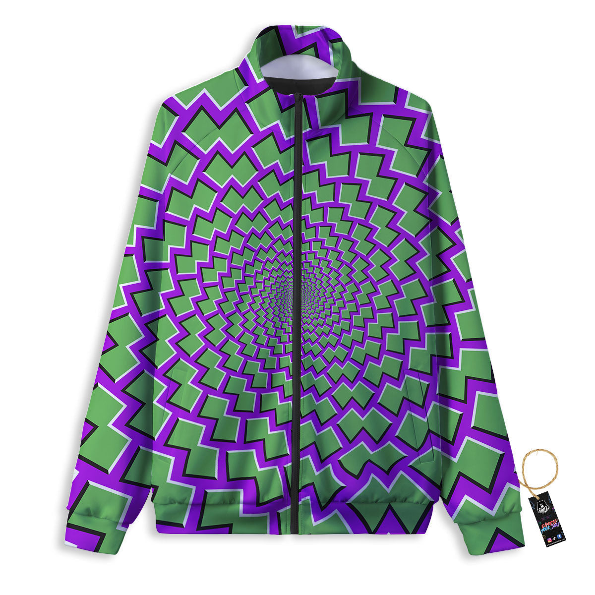 Moving Optical Illusion Green Shapes Track Jacket-grizzshop