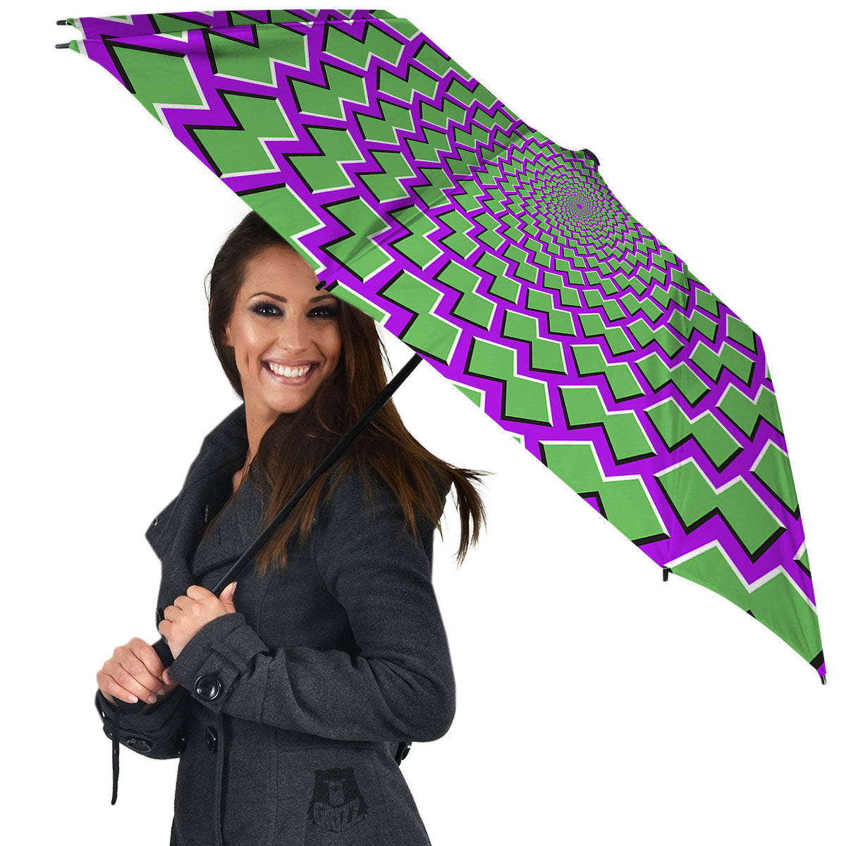 Moving Optical Illusion Green Shapes Umbrella-grizzshop
