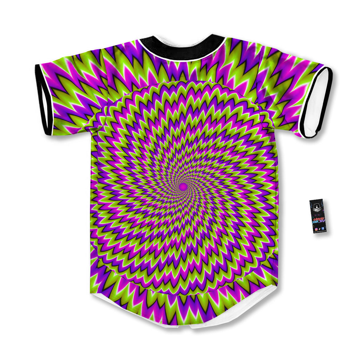 Moving Optical Illusion Green Spiral Baseball Jersey-grizzshop