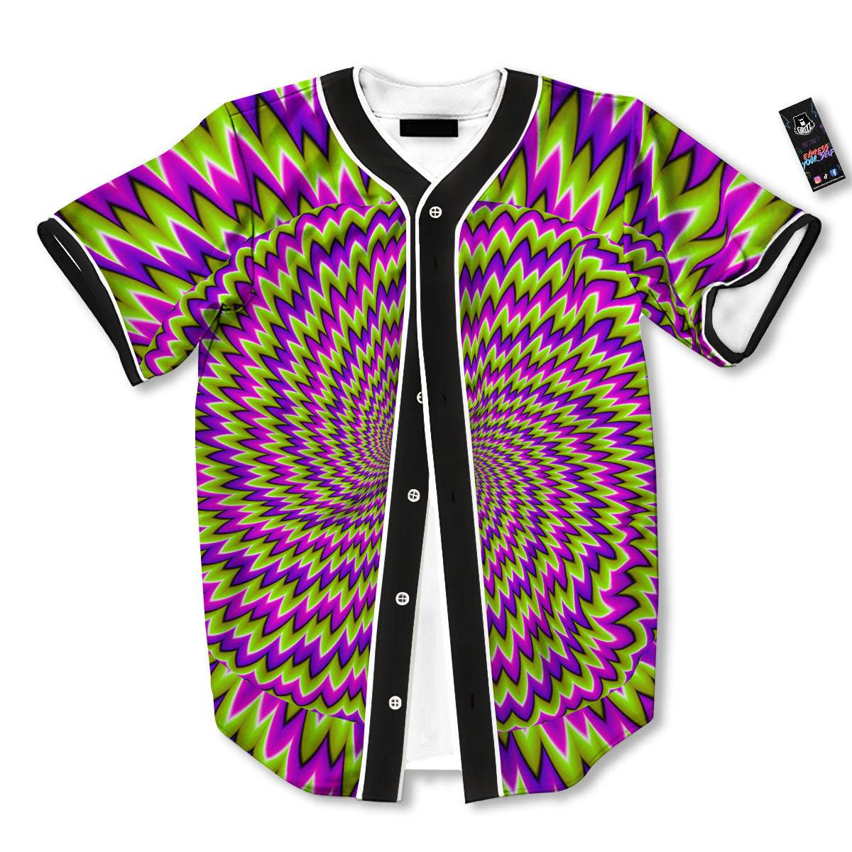 Moving Optical Illusion Green Spiral Baseball Jersey-grizzshop