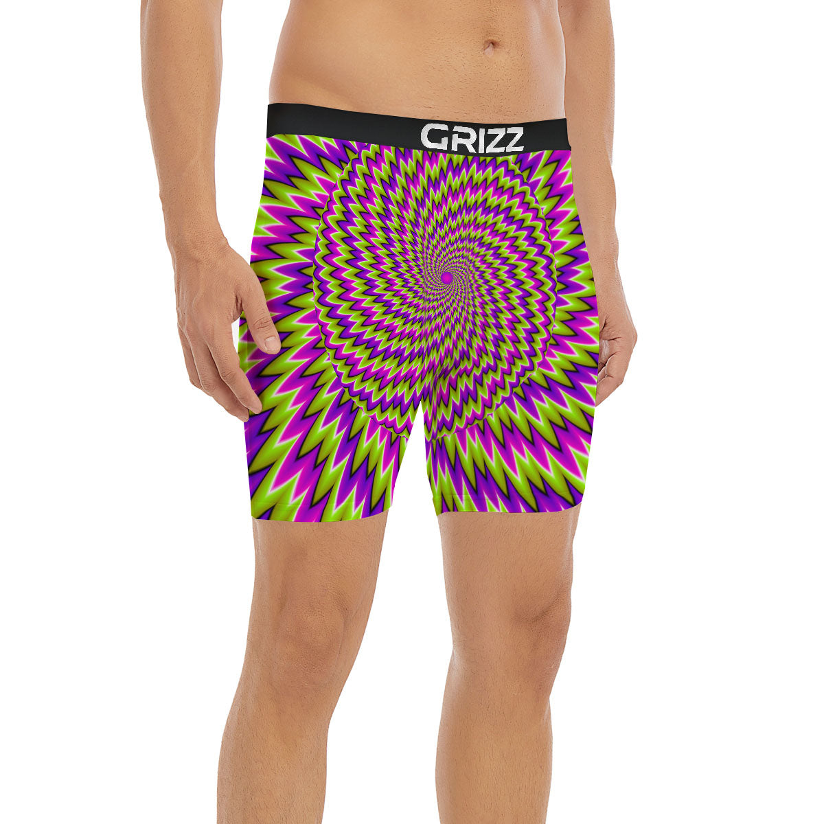 Moving Optical Illusion Green Spiral Boxer Briefs-grizzshop