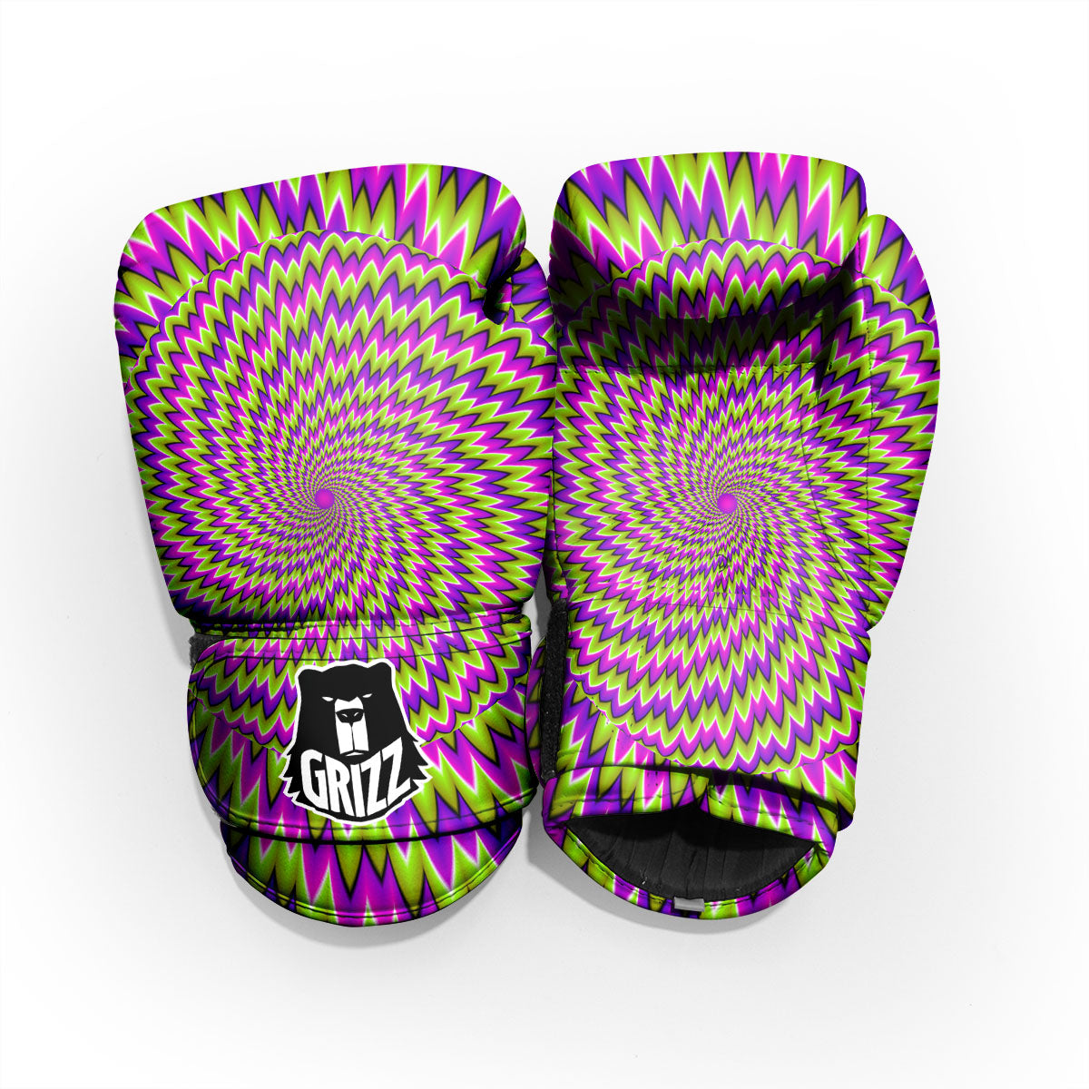 Moving Optical Illusion Green Spiral Pro Boxing Glove