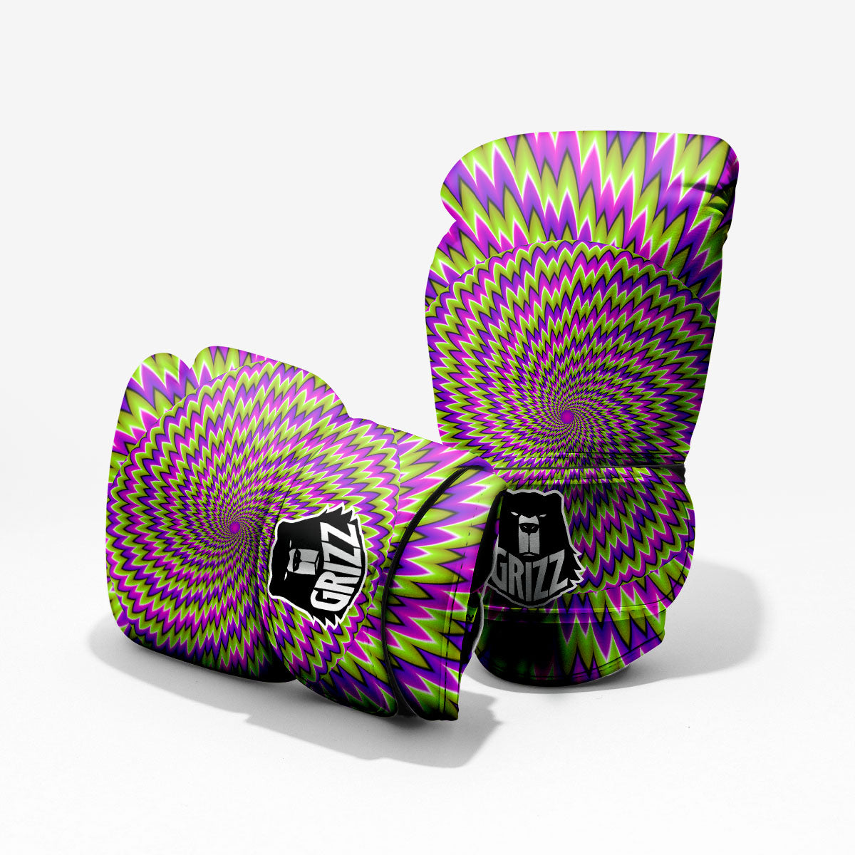 Moving Optical Illusion Green Spiral Pro Boxing Glove