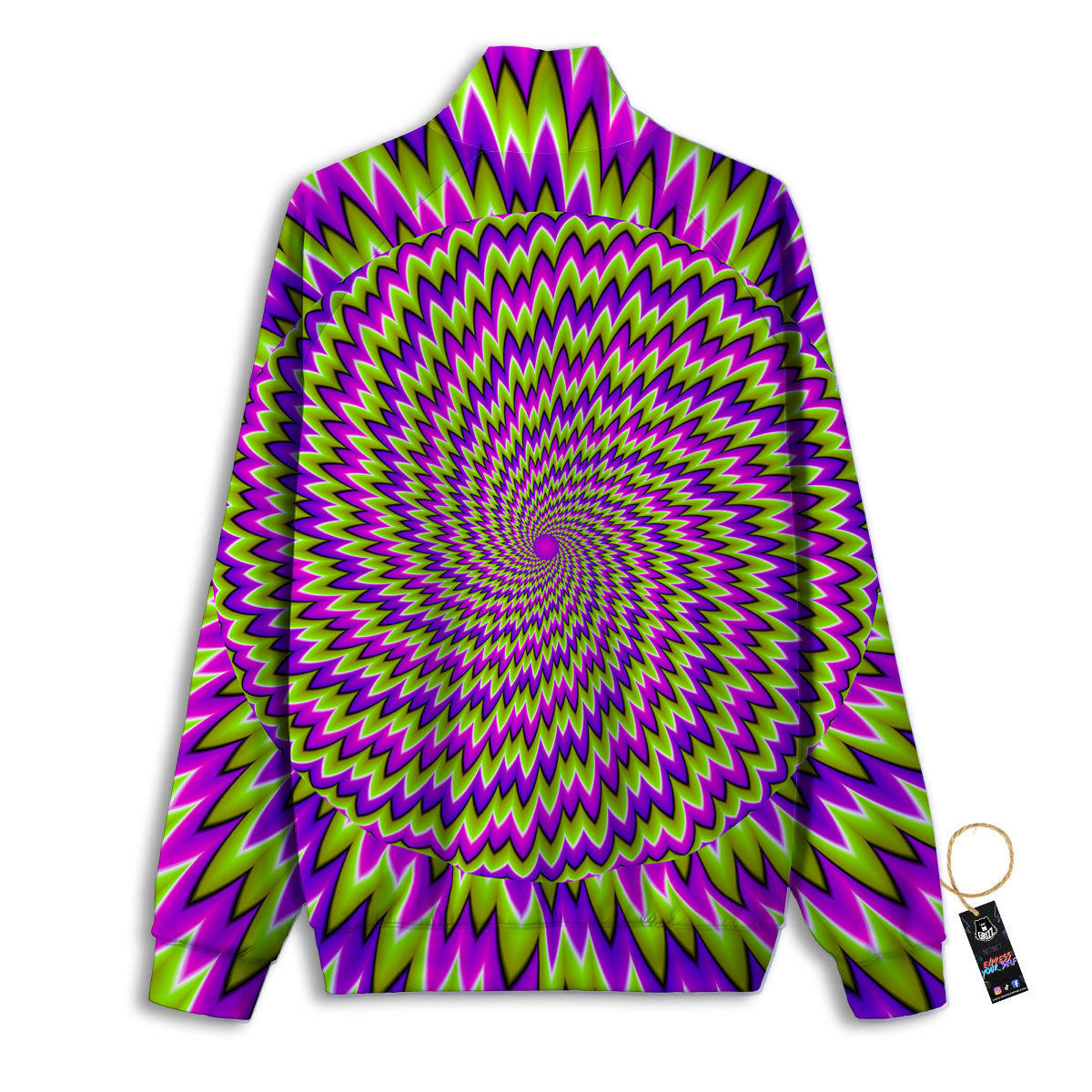 Moving Optical Illusion Green Spiral Track Jacket-grizzshop