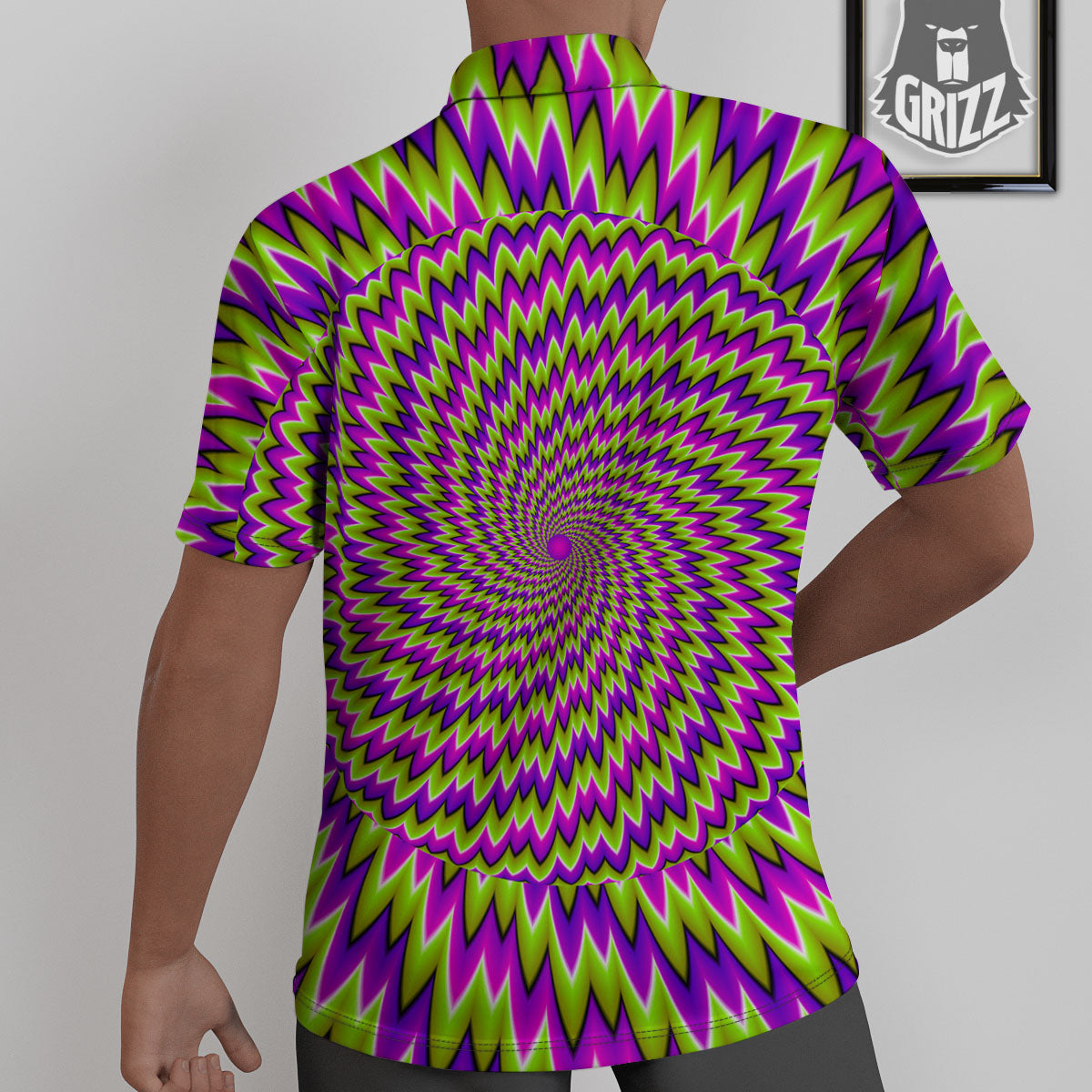 Moving Optical Illusion Green Spiral Untucked Shirts-grizzshop