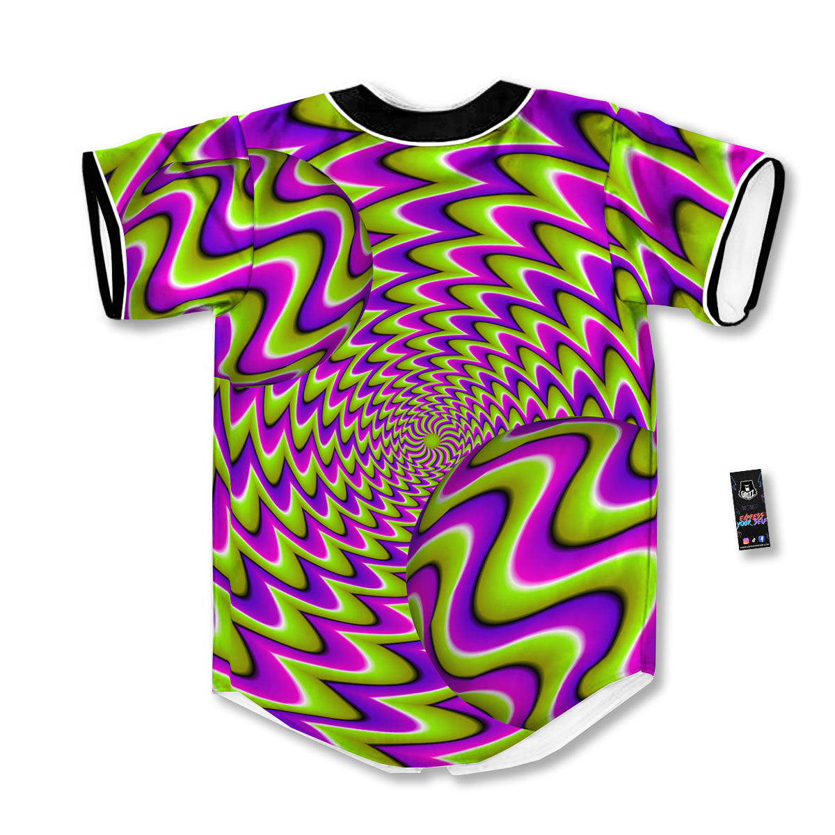 Moving Optical Illusion Green Twisted Baseball Jersey-grizzshop