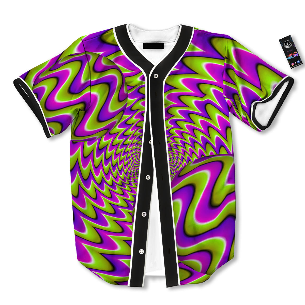Moving Optical Illusion Green Twisted Baseball Jersey-grizzshop
