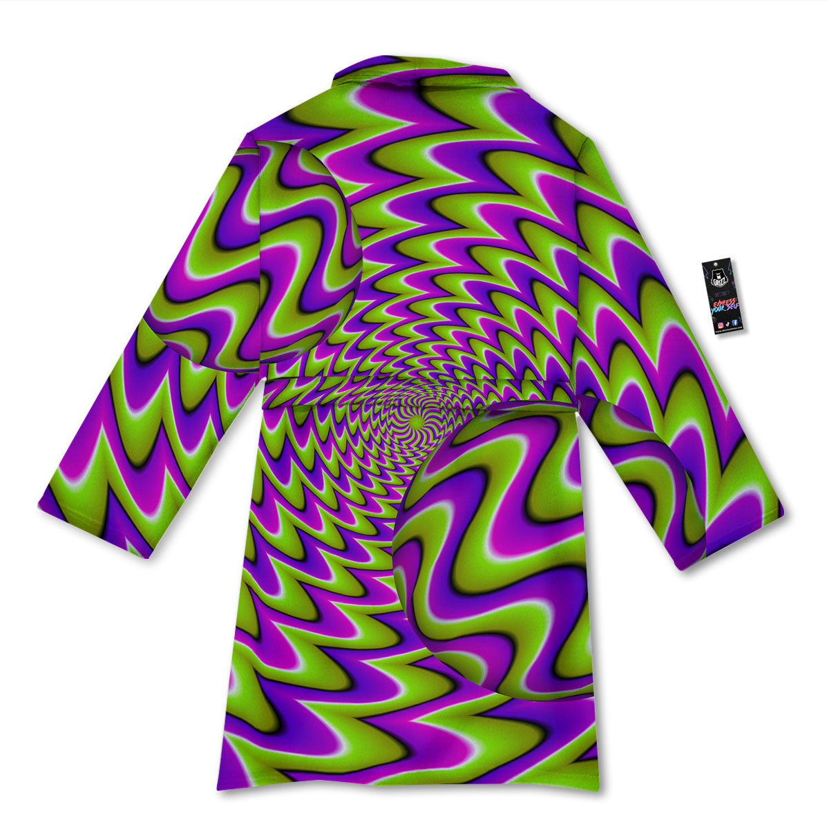 Moving Optical Illusion Green Twisted Bathrobe-grizzshop