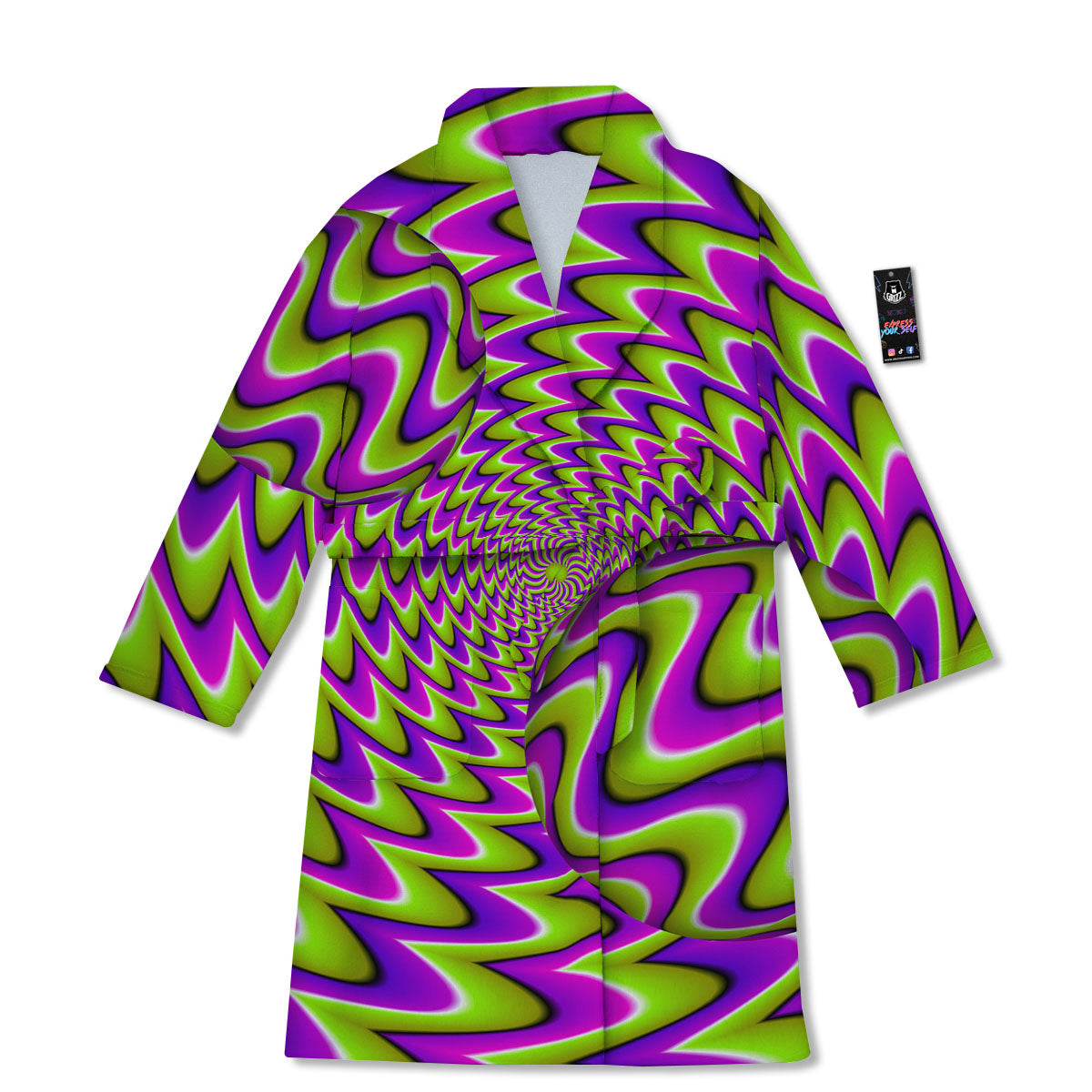 Moving Optical Illusion Green Twisted Bathrobe-grizzshop
