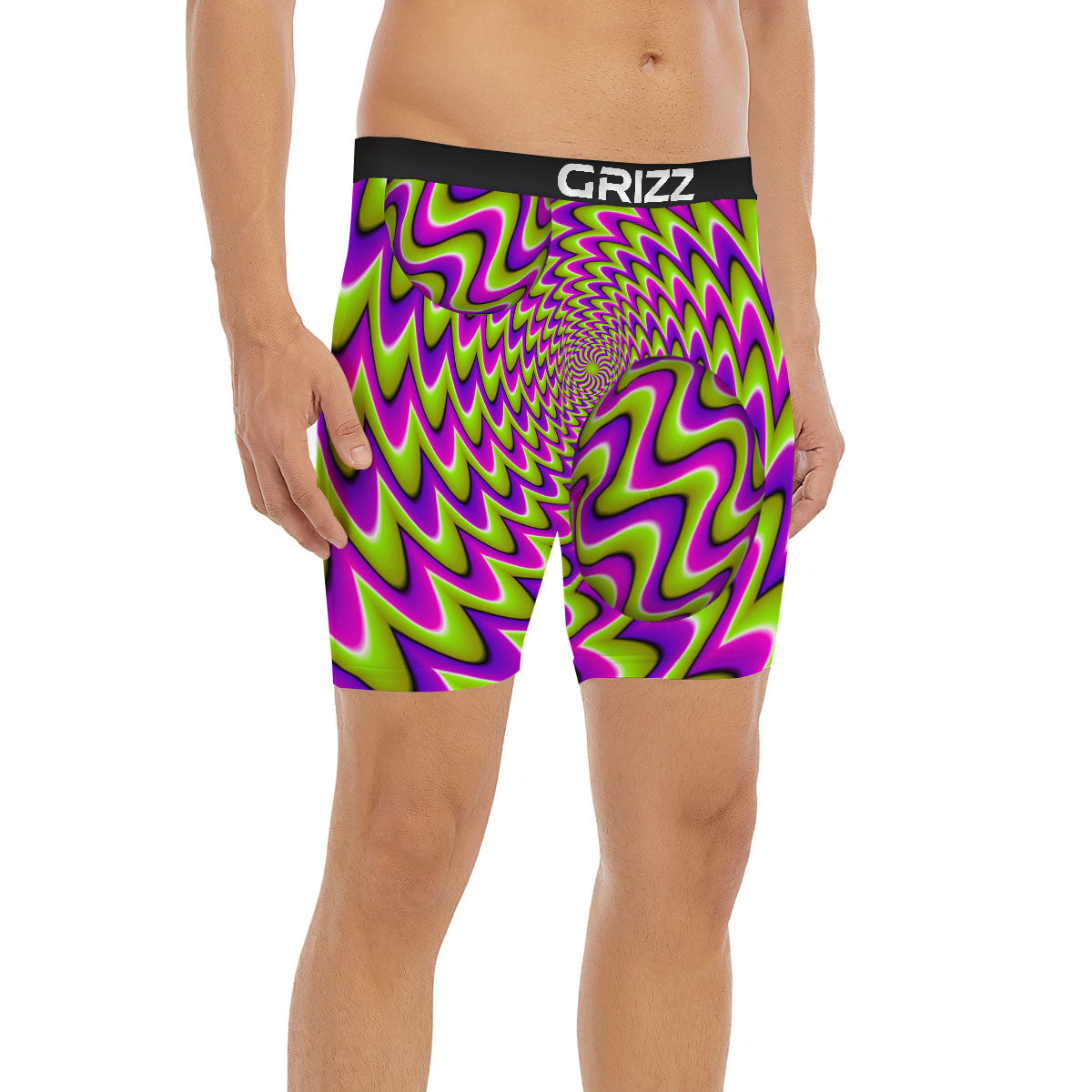 Moving Optical Illusion Green Twisted Boxer Briefs-grizzshop