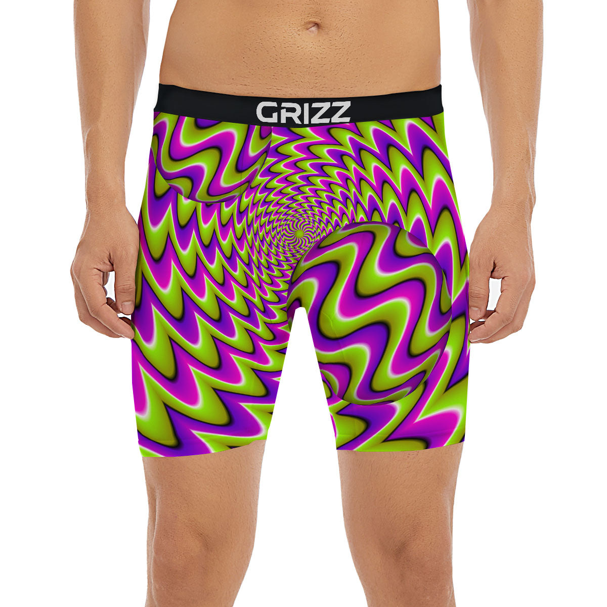 Moving Optical Illusion Green Twisted Boxer Briefs-grizzshop