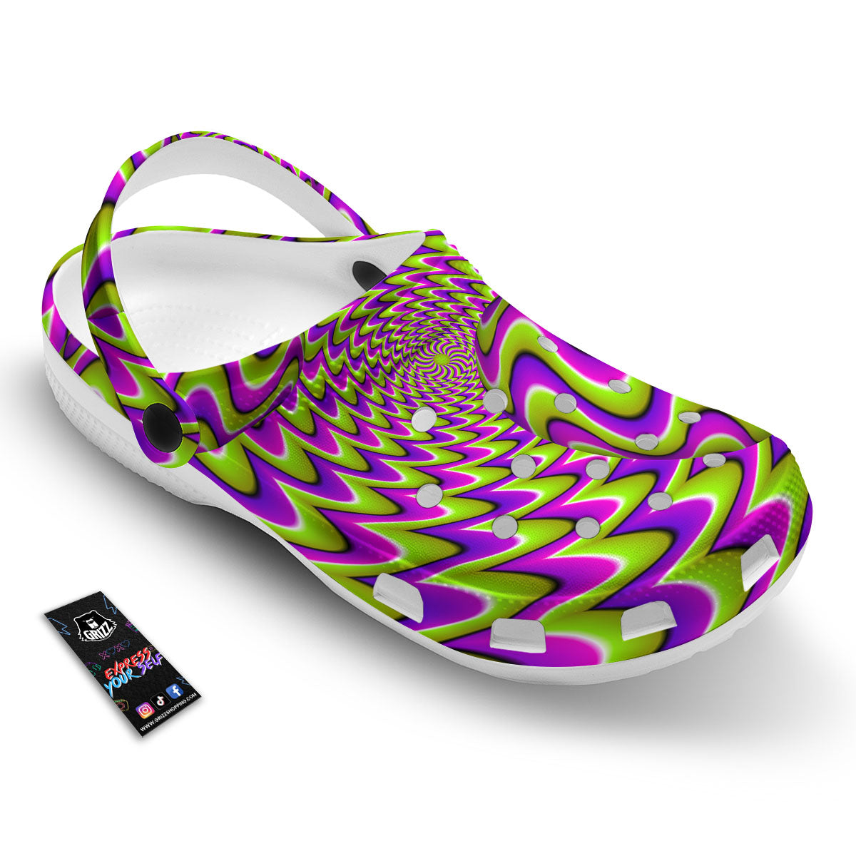Moving Optical Illusion Green Twisted Clog-grizzshop