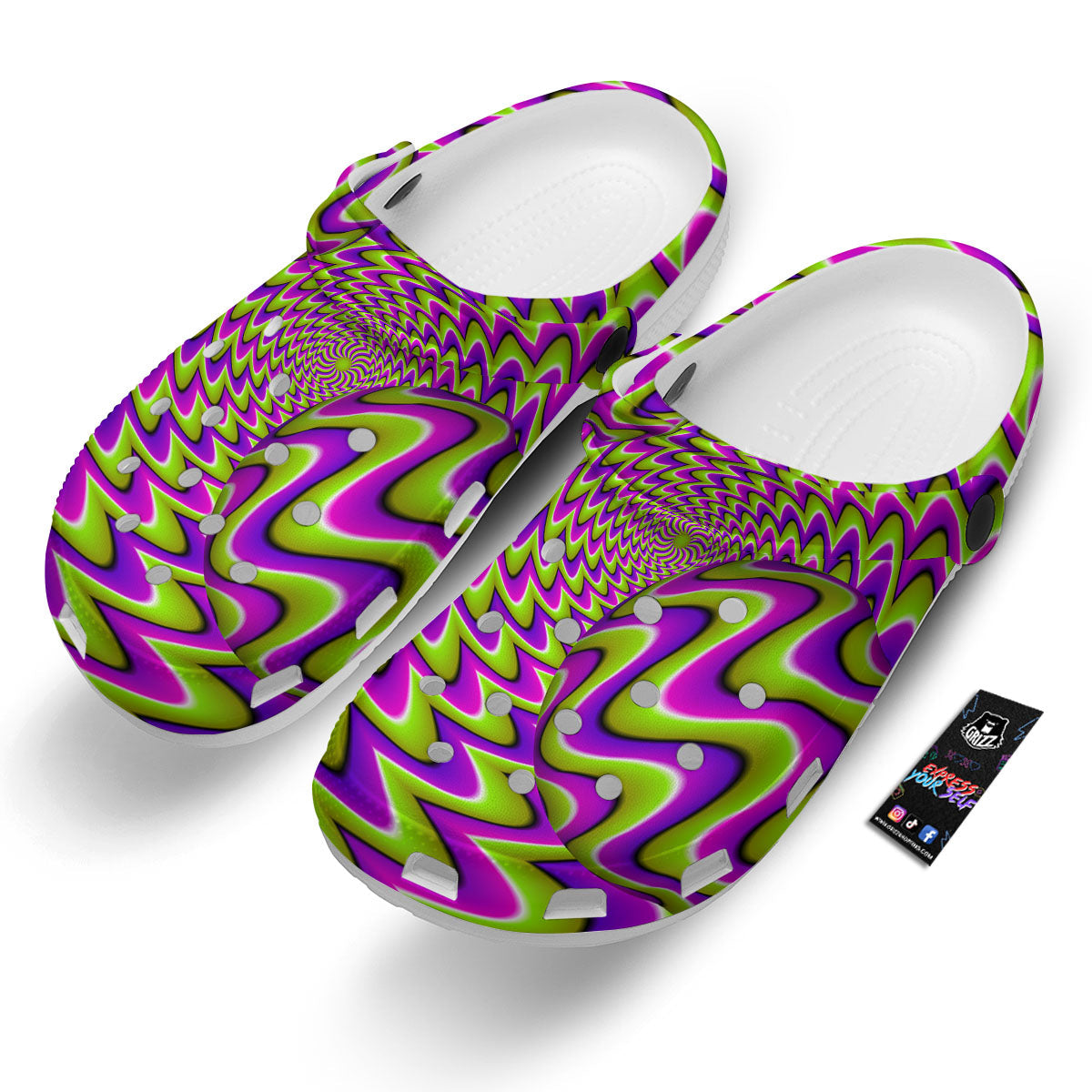 Moving Optical Illusion Green Twisted Clog-grizzshop