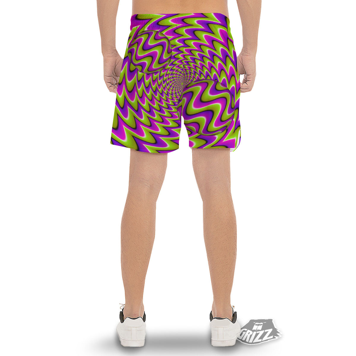 Moving Optical Illusion Green Twisted Men's Gym Shorts-grizzshop