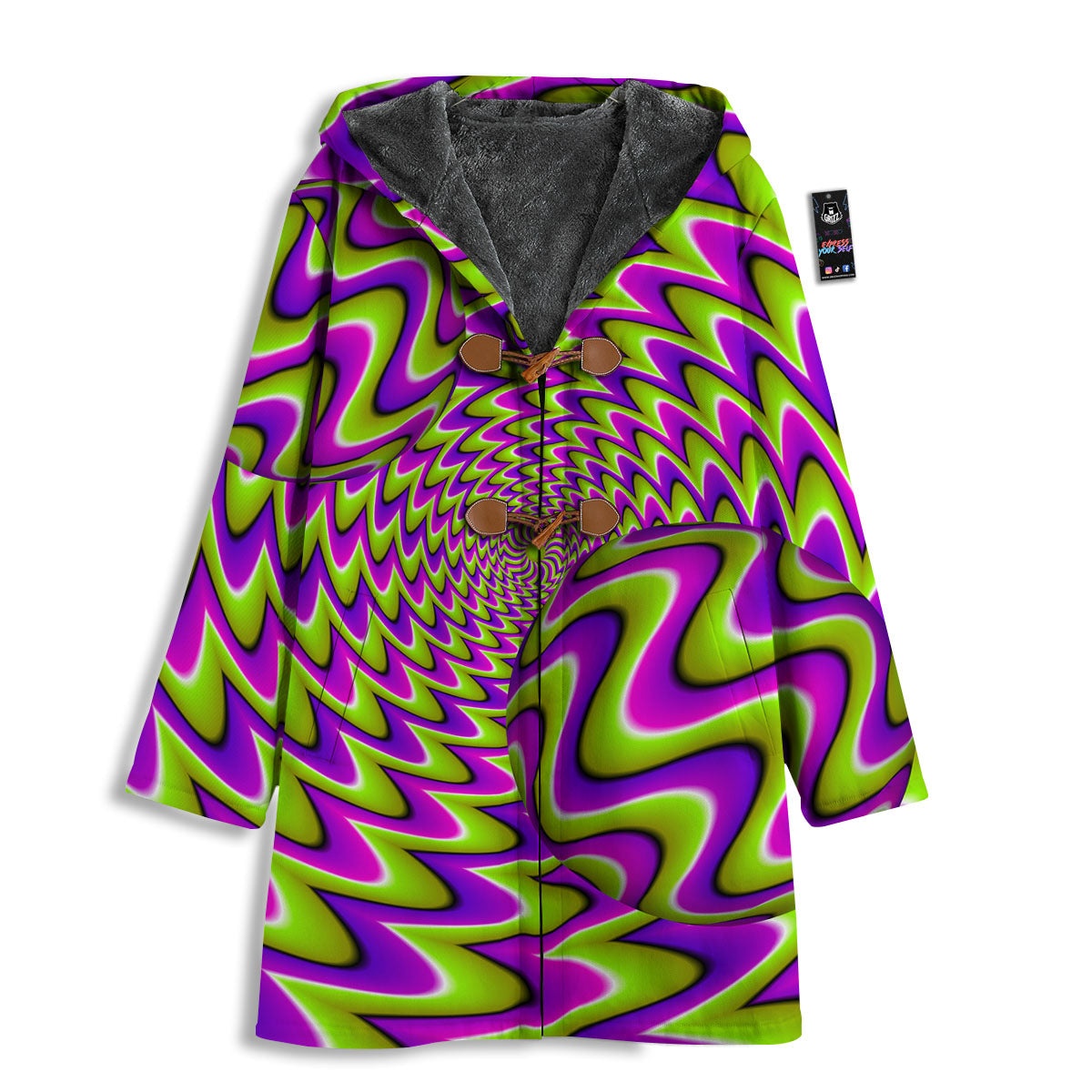 Moving Optical Illusion Green Twisted Men's Windbreaker Jacket-grizzshop