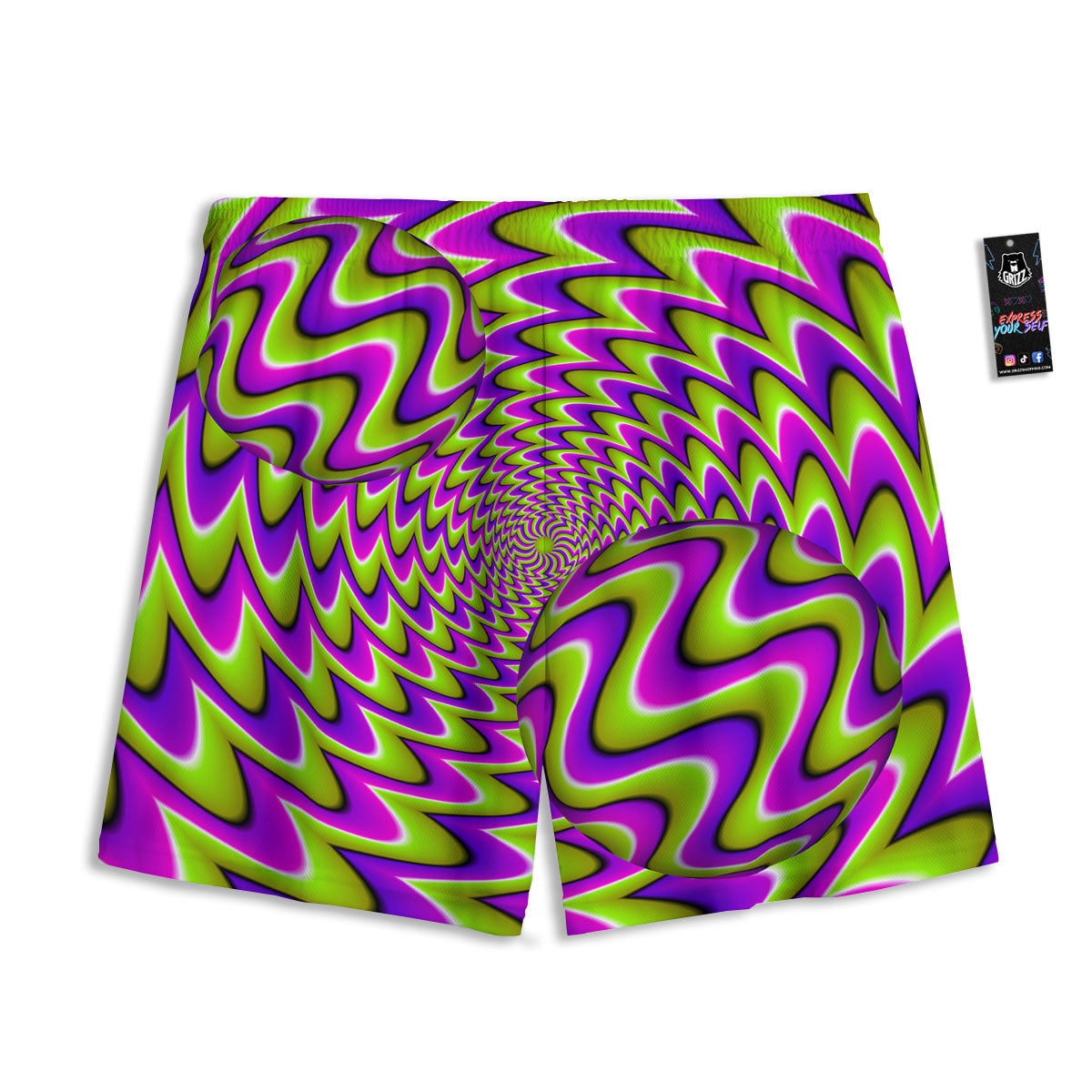 Moving Optical Illusion Green Twisted Mesh Shorts