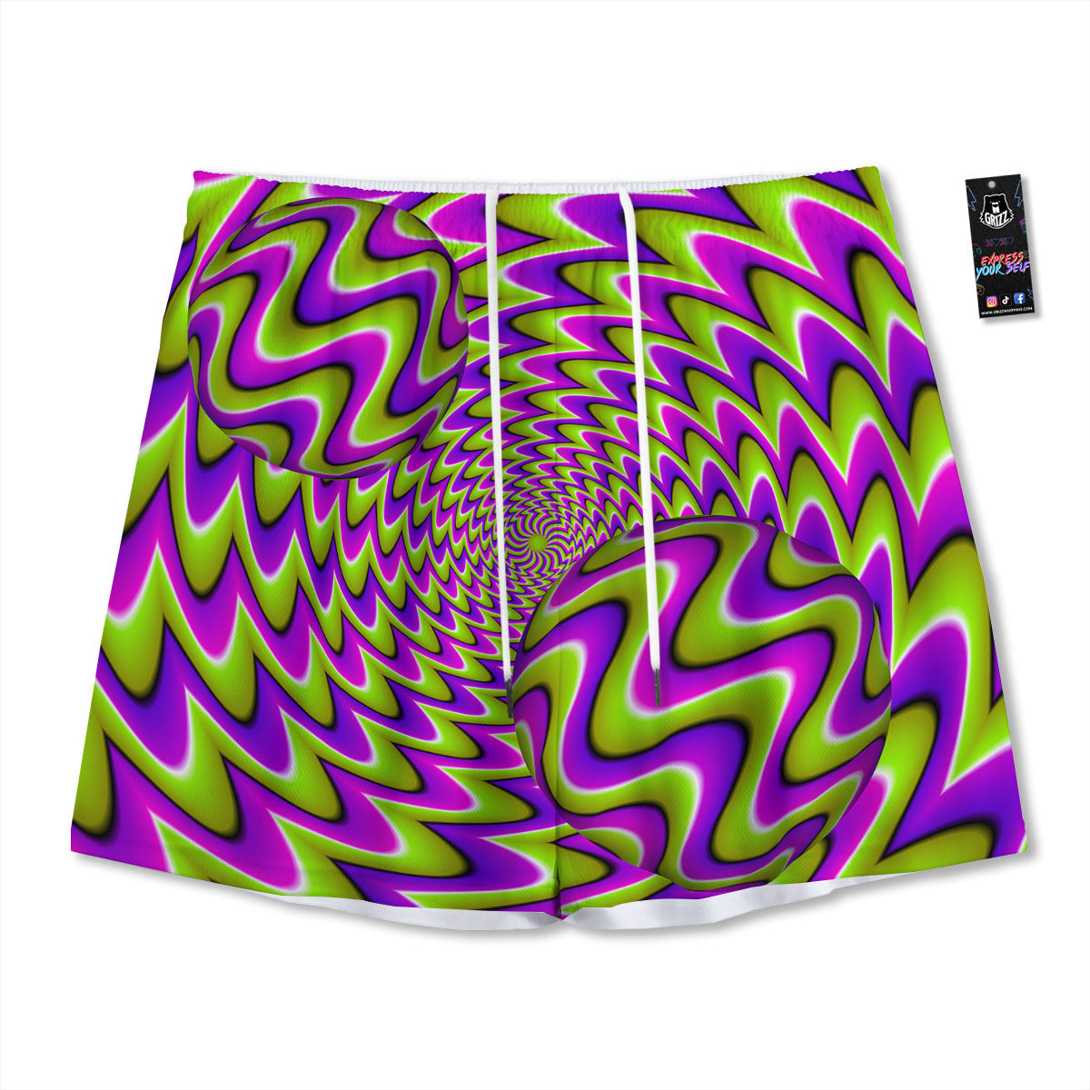 Moving Optical Illusion Green Twisted Mesh Shorts