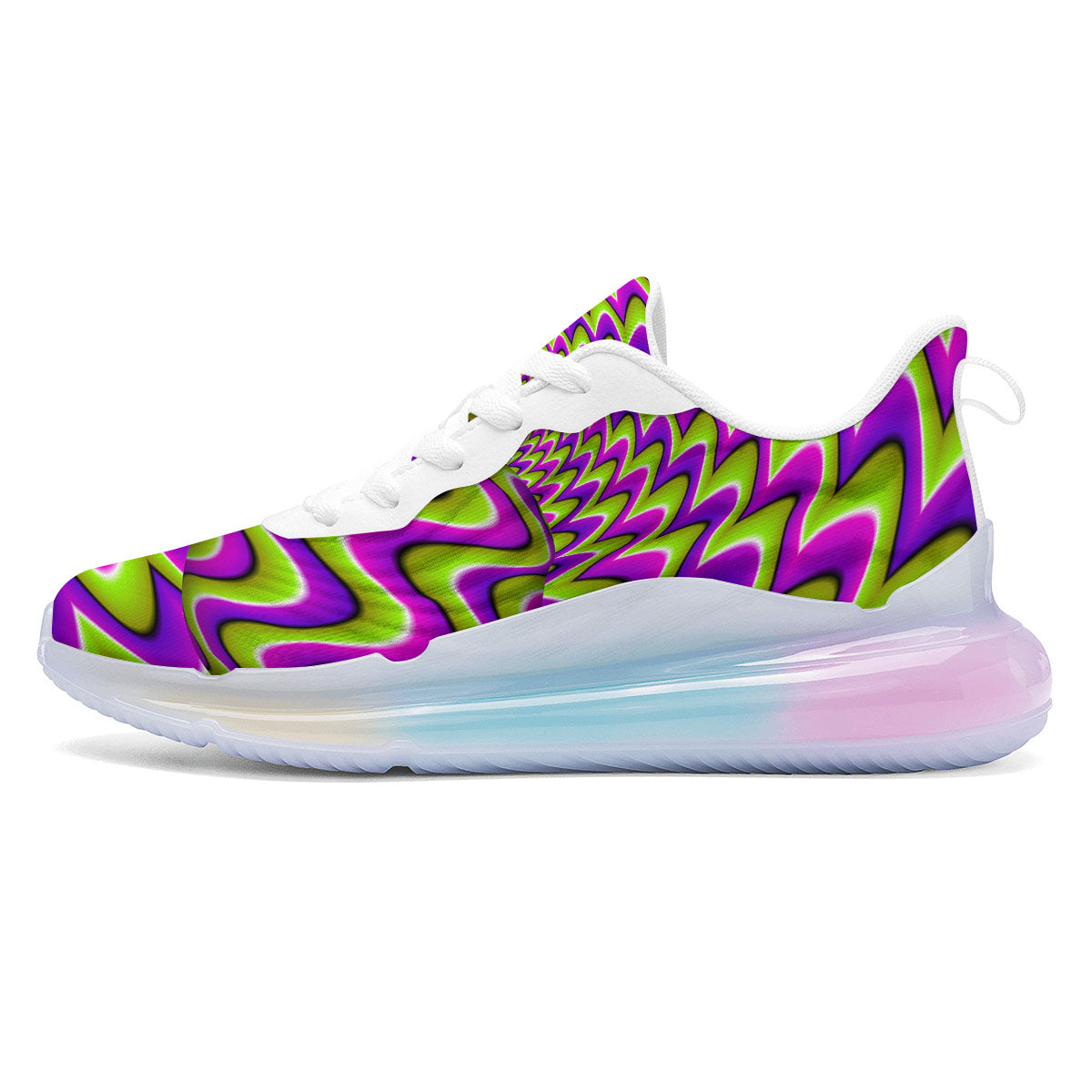 Moving Optical Illusion Green Twisted Running Sneakers-grizzshop