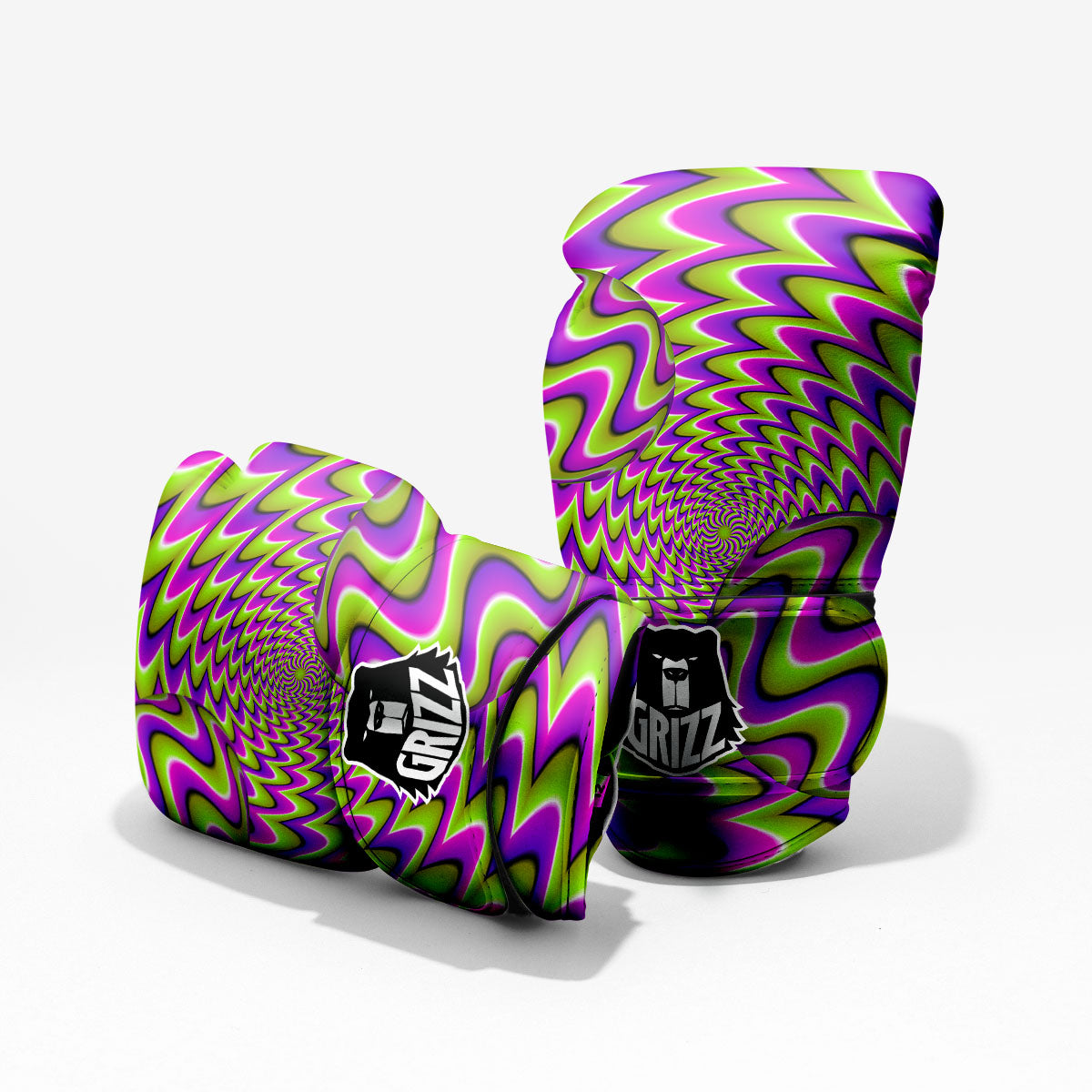 Moving Optical Illusion Green Twisted Pro Boxing Glove
