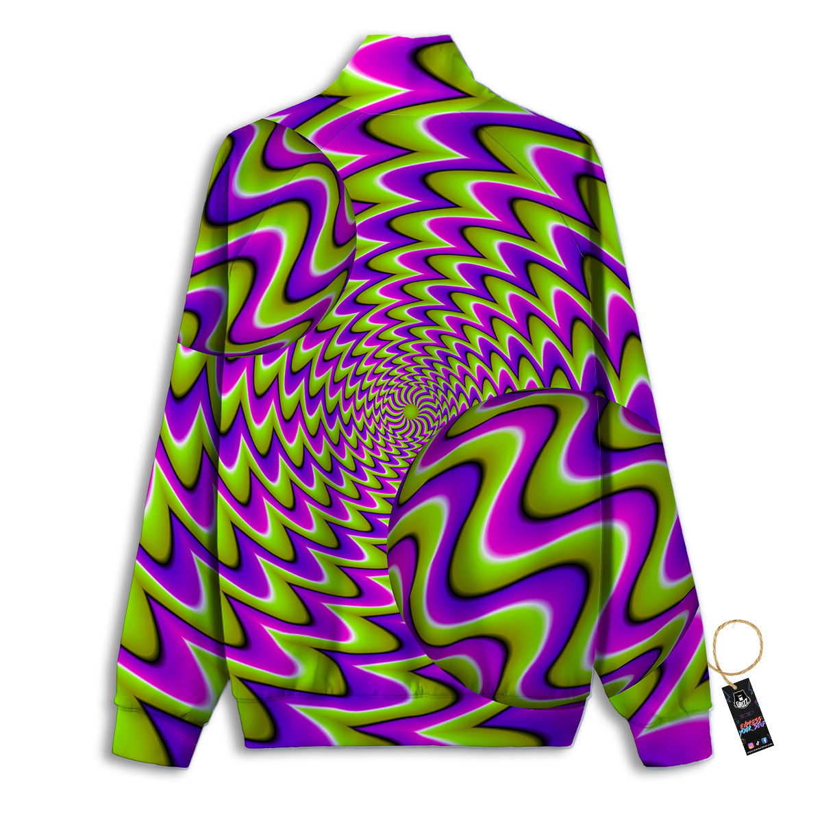 Moving Optical Illusion Green Twisted Track Jacket-grizzshop