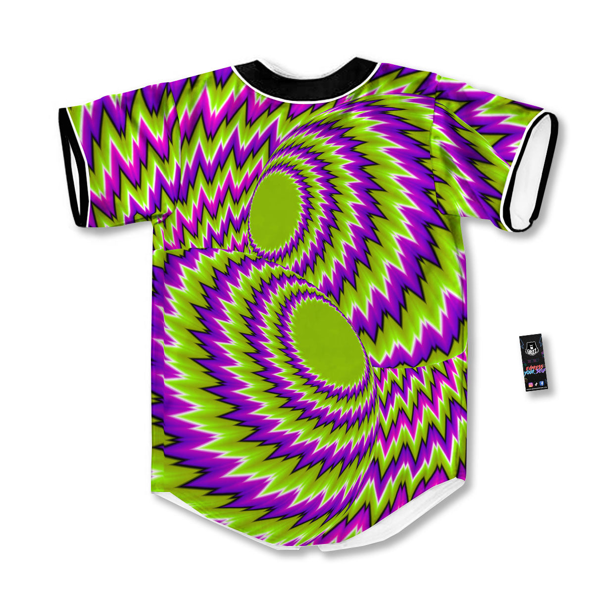 Moving Optical Illusion Green Vortex Baseball Jersey-grizzshop
