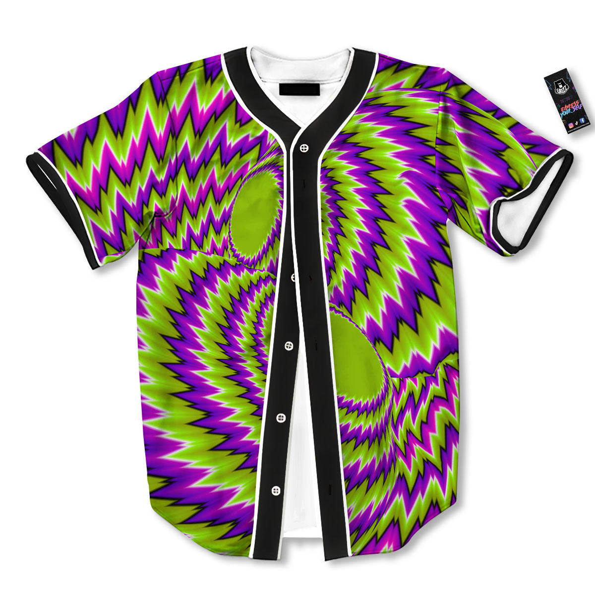 Moving Optical Illusion Green Vortex Baseball Jersey-grizzshop