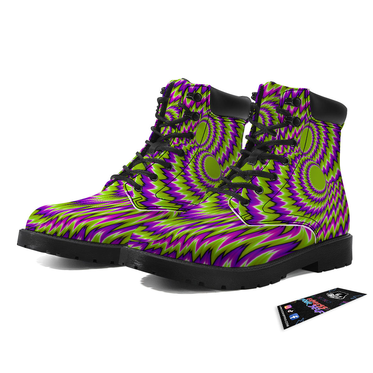 Moving Optical Illusion Green Vortex Boots-grizzshop