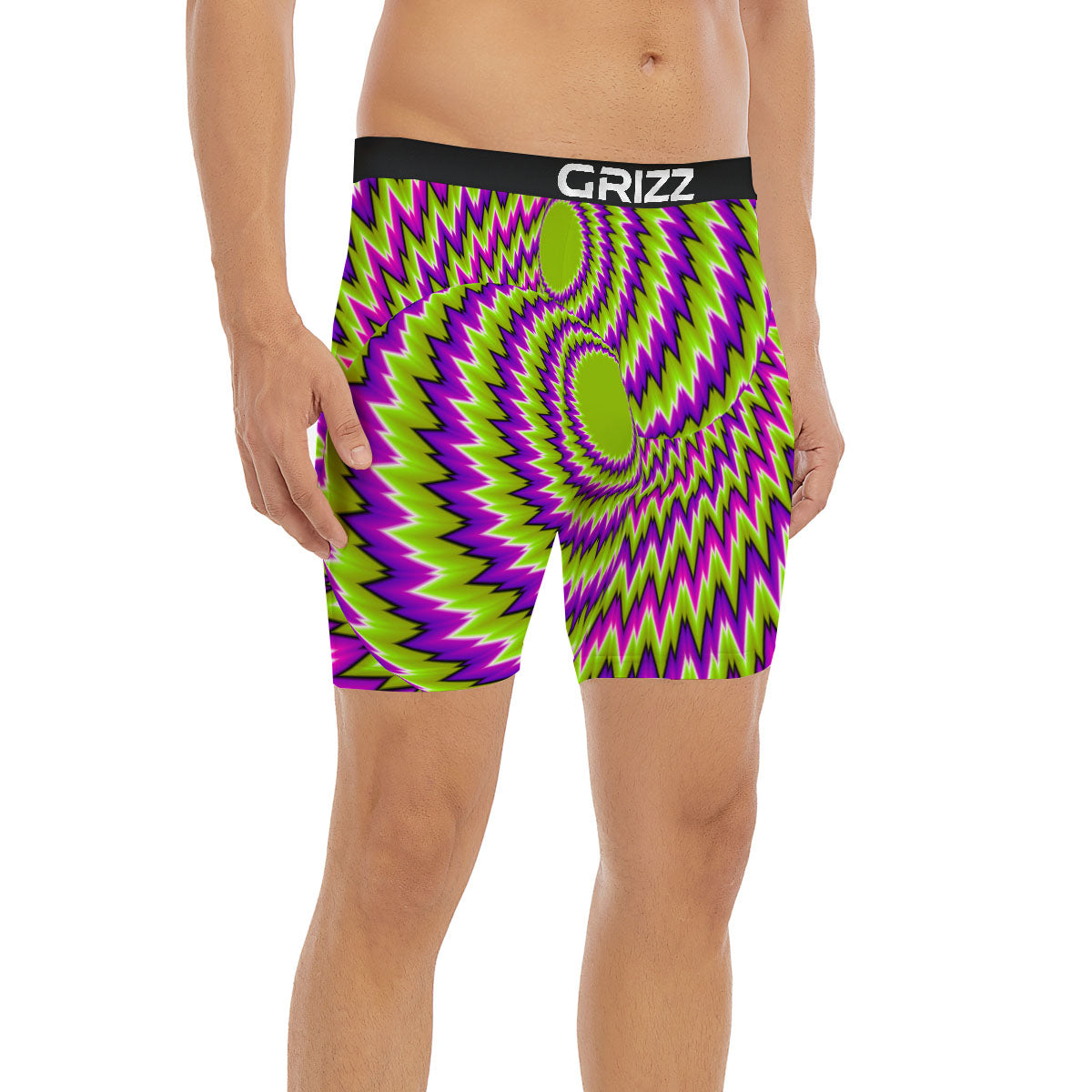 Moving Optical Illusion Green Vortex Boxer Briefs-grizzshop