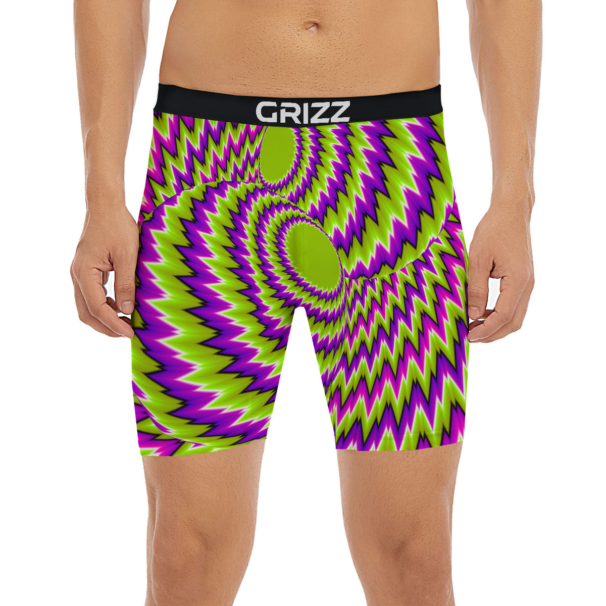 Moving Optical Illusion Green Vortex Boxer Briefs-grizzshop