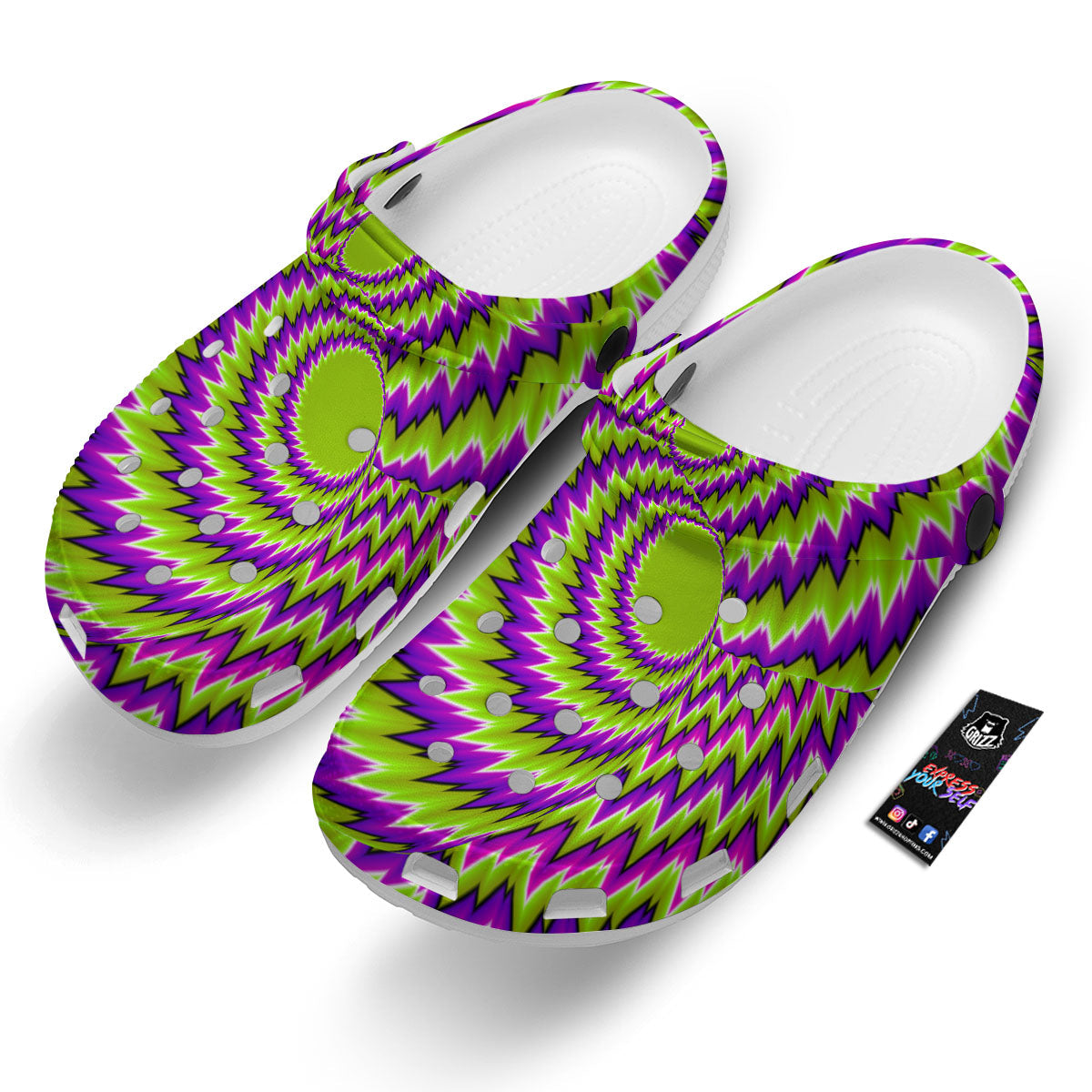 Moving Optical Illusion Green Vortex Clog-grizzshop