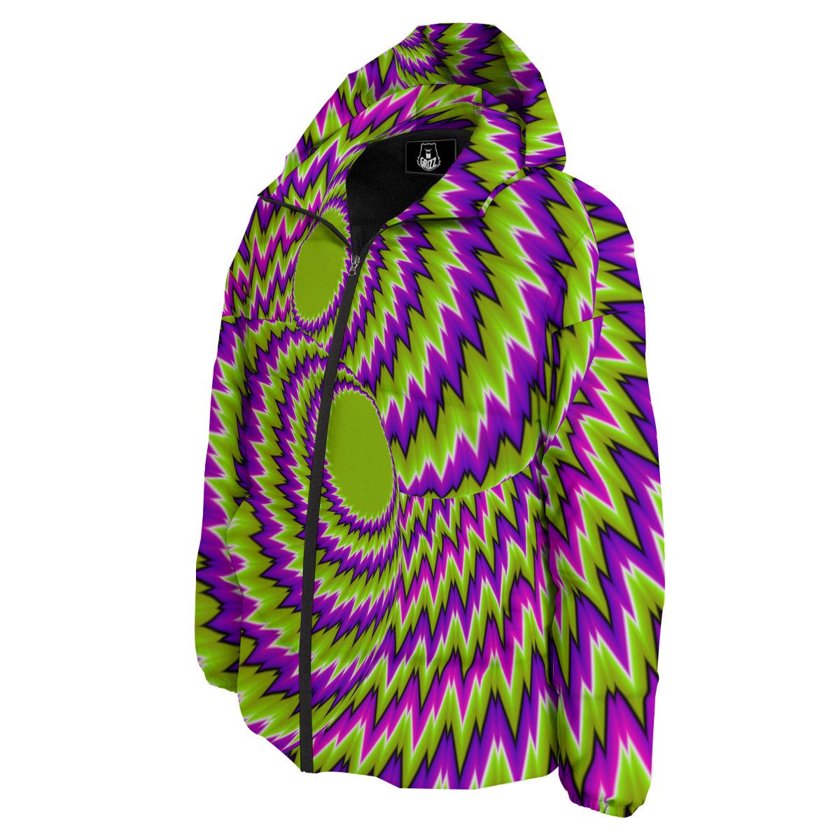 Moving Optical Illusion Green Vortex Down Jacket-grizzshop