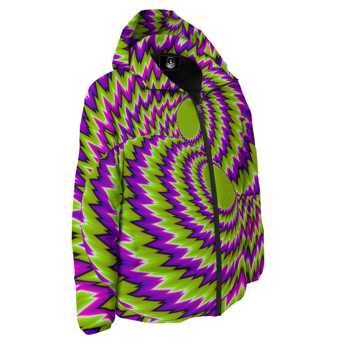 Moving Optical Illusion Green Vortex Down Jacket-grizzshop